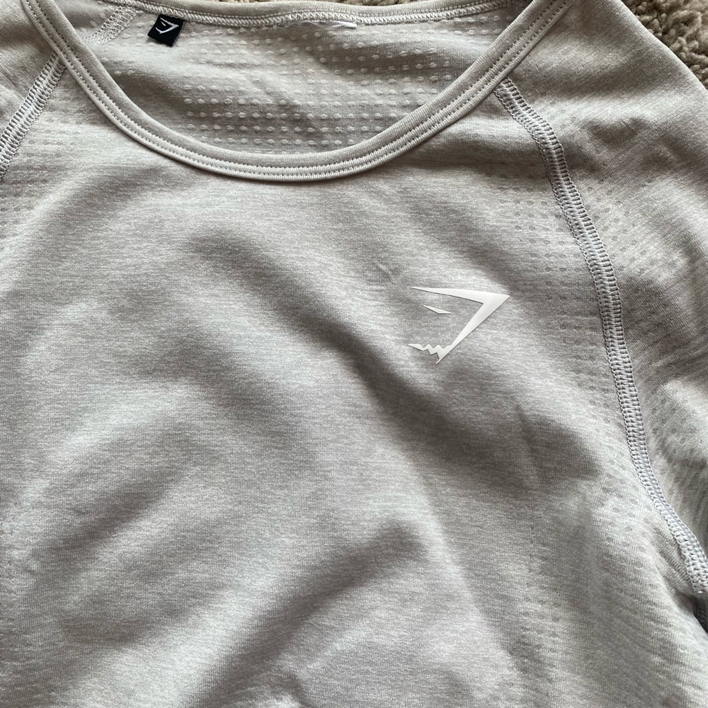 COPY - light gray cropped long sleeve gymshark